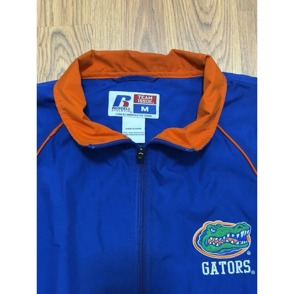 Florida Gators Jacket Mens Medium Russell Athletic Team Issue Windbreaker Blue